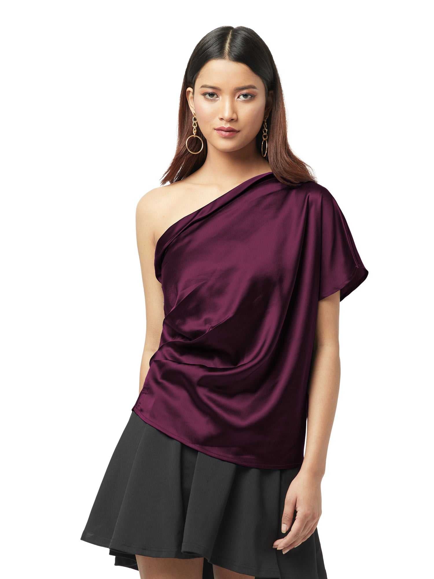 shiny satin ruched top  