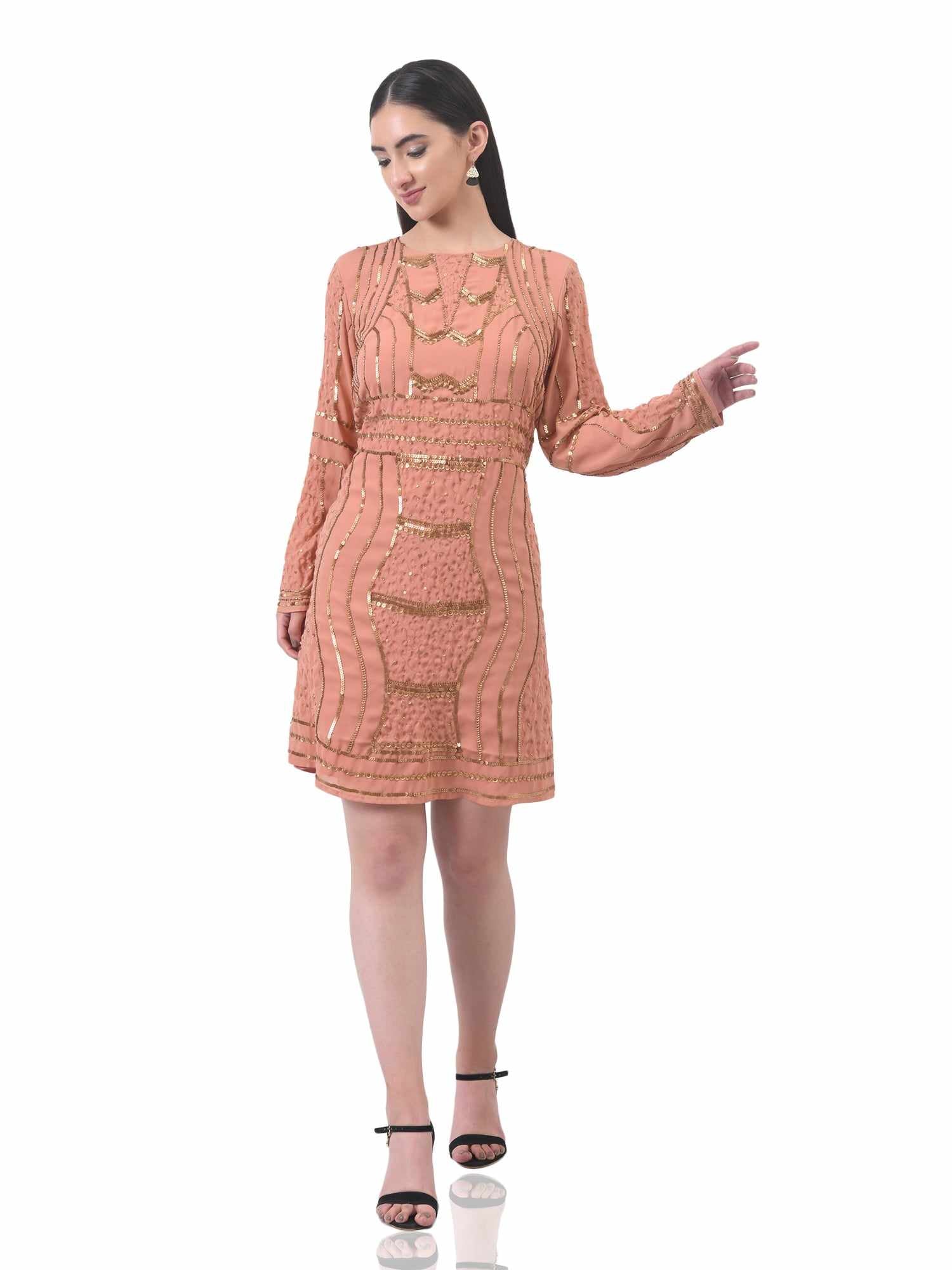 go gorgeous dusty pink gold dress