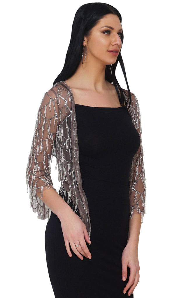 silver beads shrug  