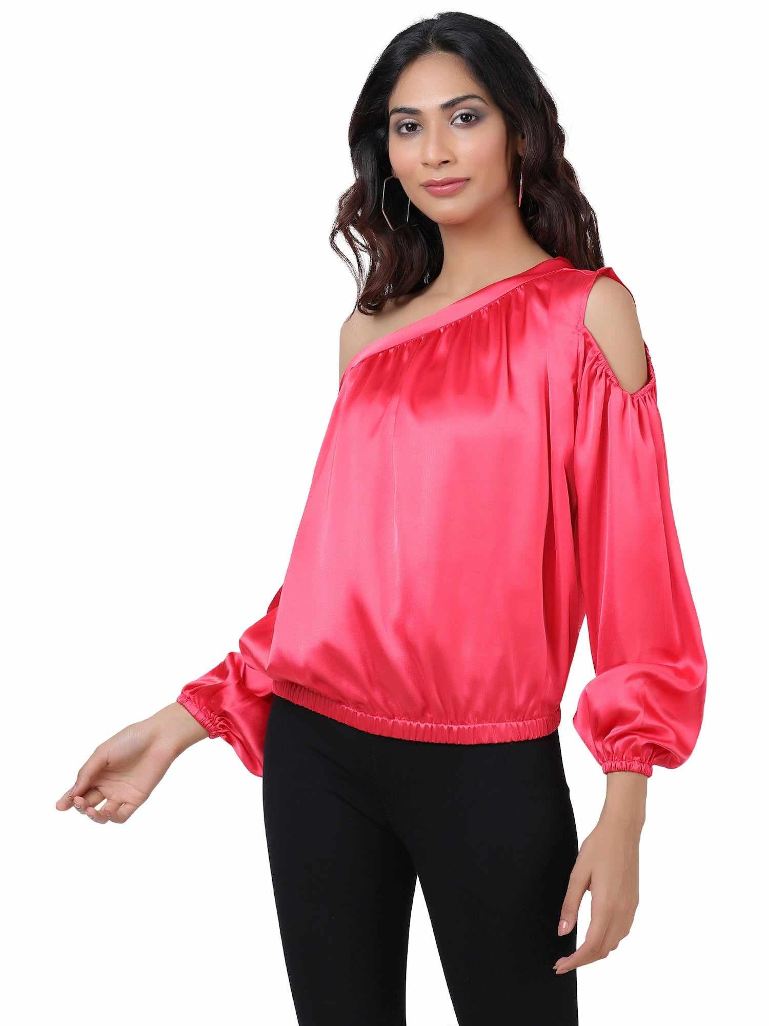 coral cold shoulder top