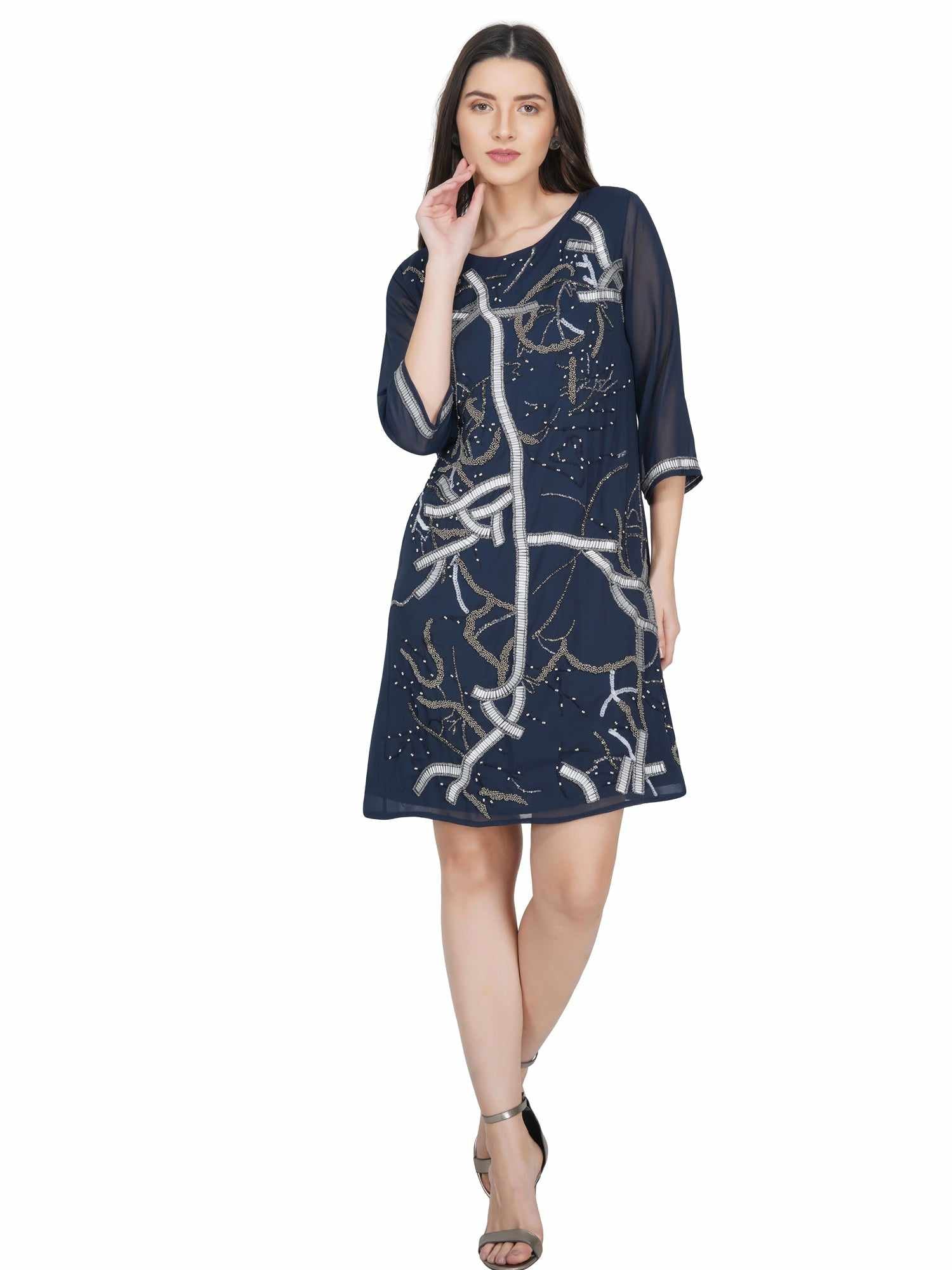 abstract navy dress  