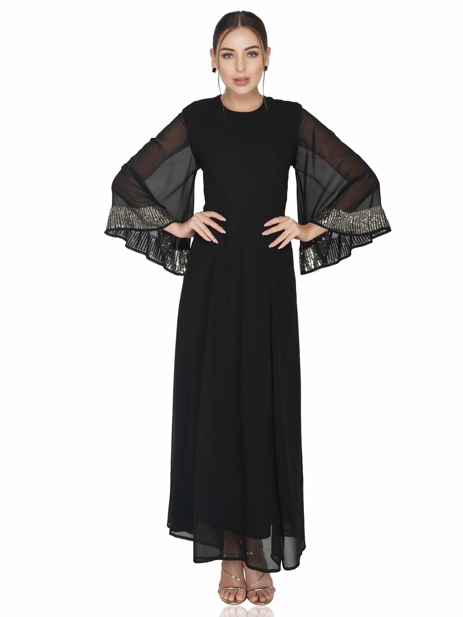 sequins bell cuff gown