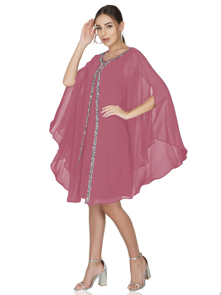pink mantle style layered dress