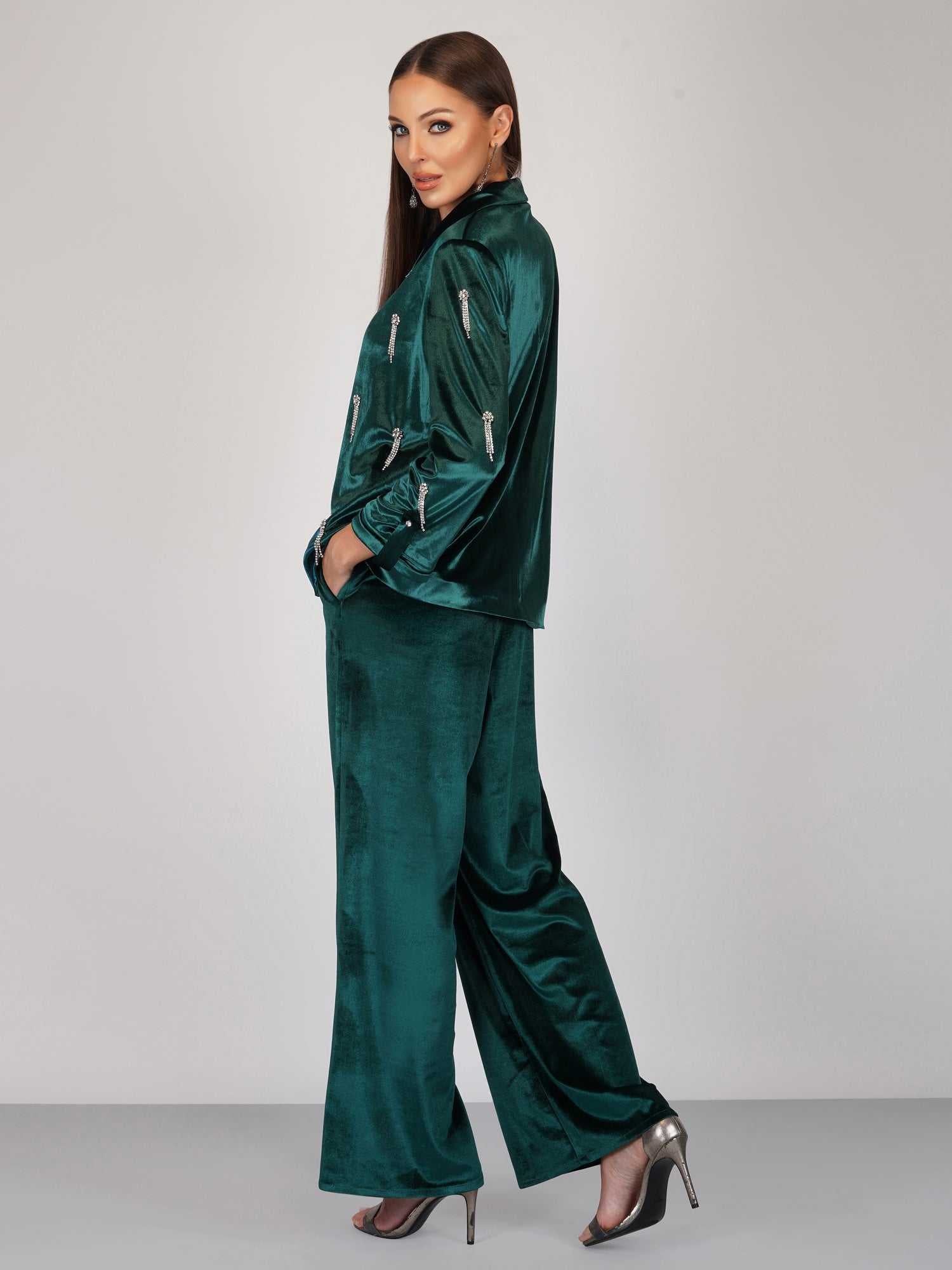 green velour party blazer