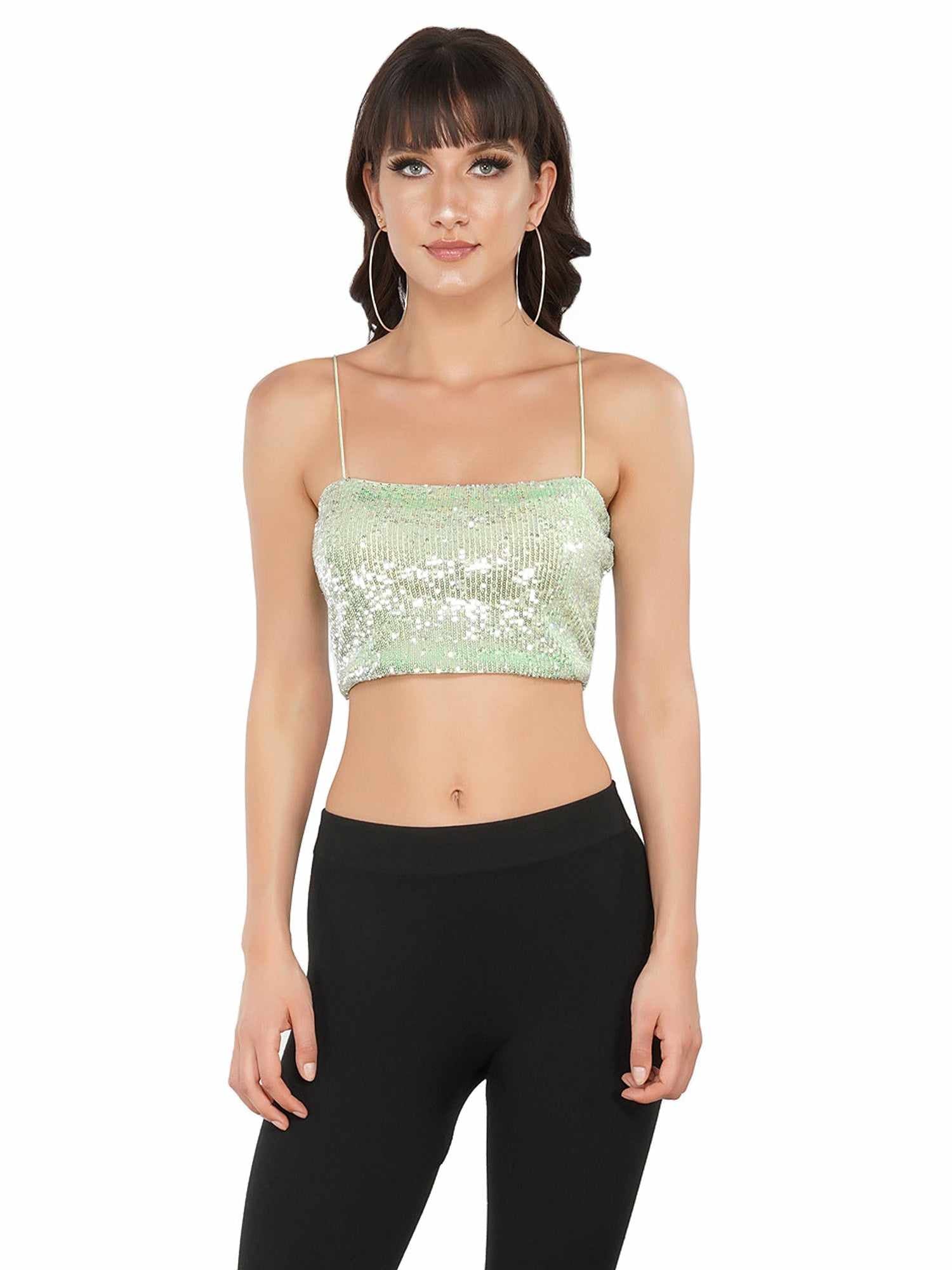glistening lime green strappy tank top