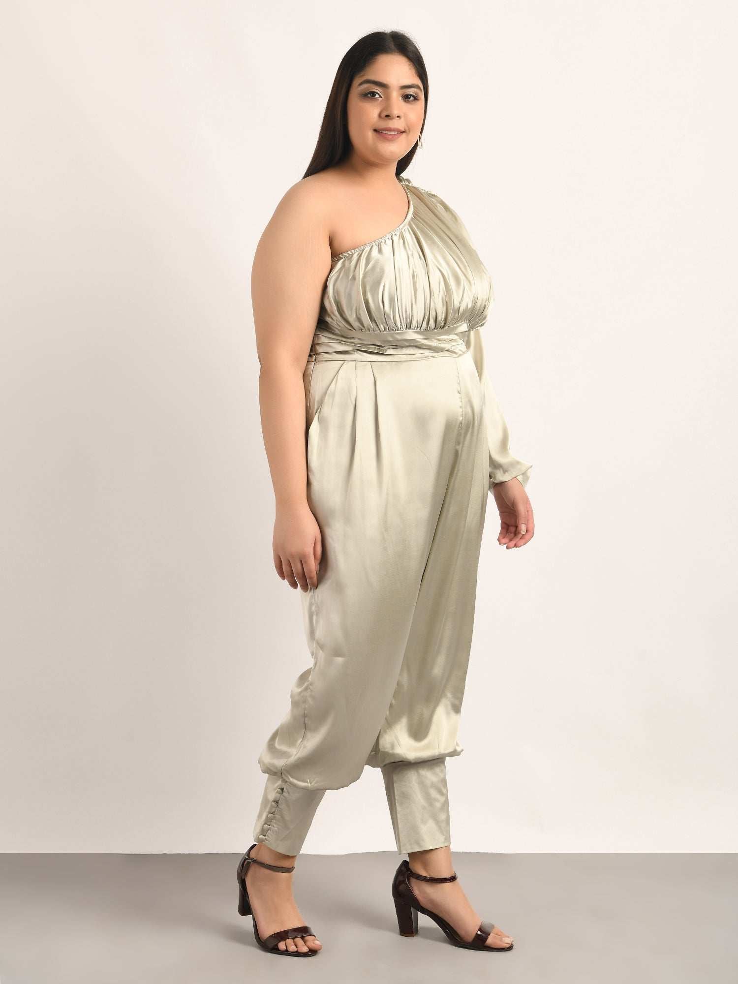 attic curves shining star silver jumpsuit