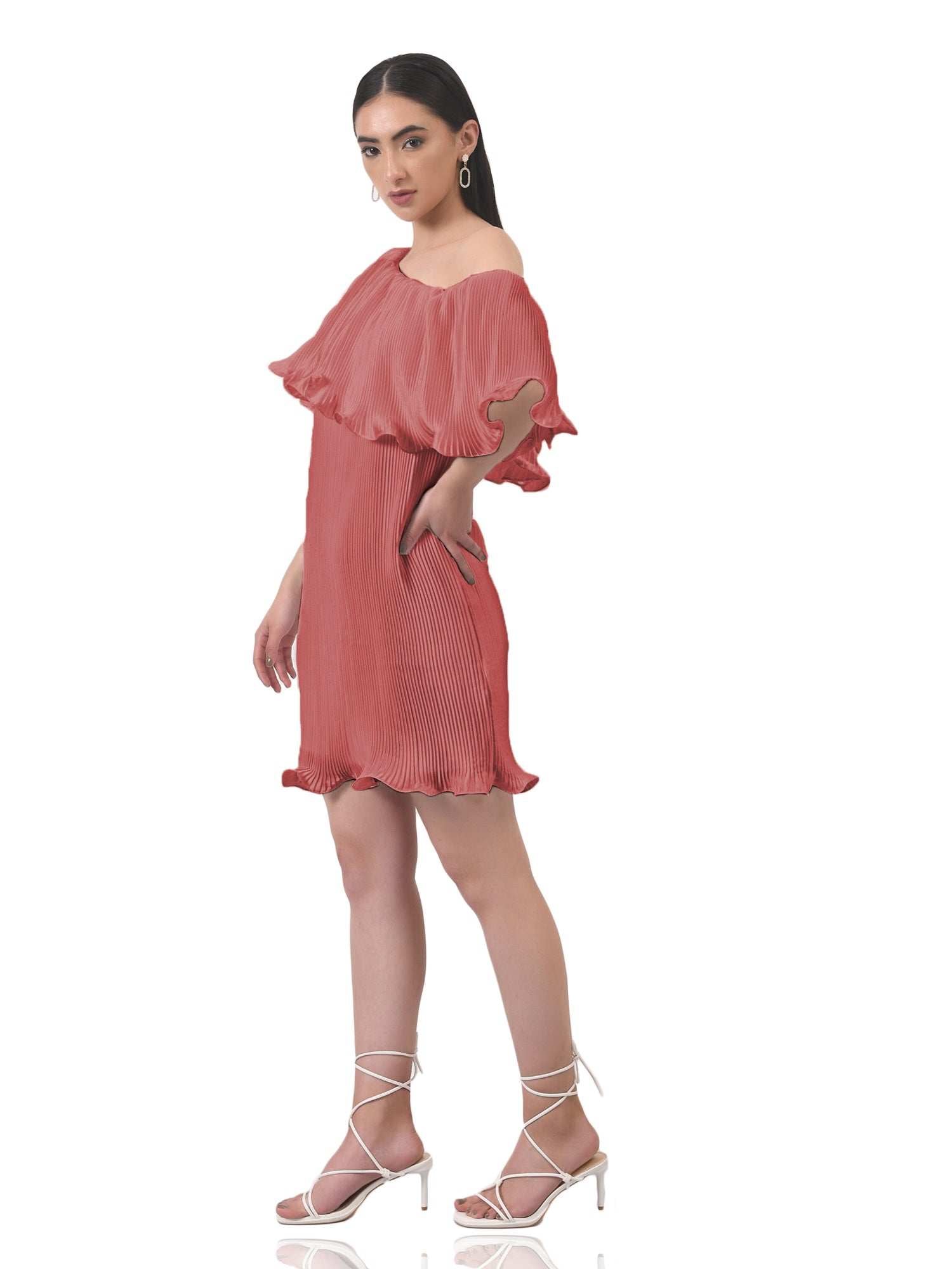 copy of brown imaginative pleated pink dress