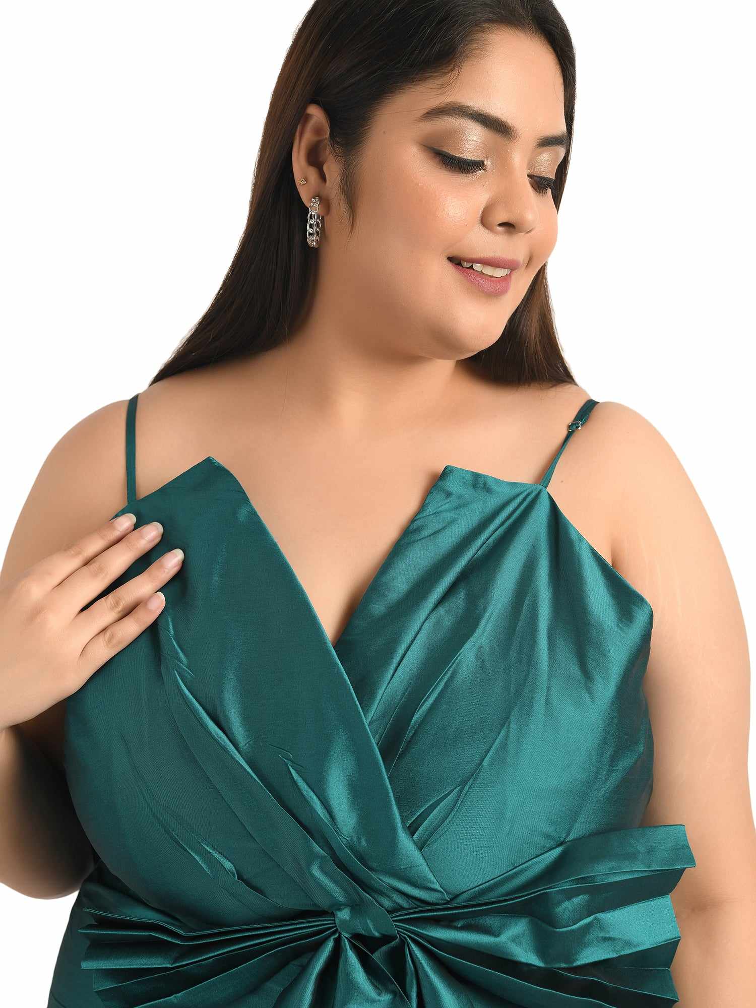oversized knot teal dress