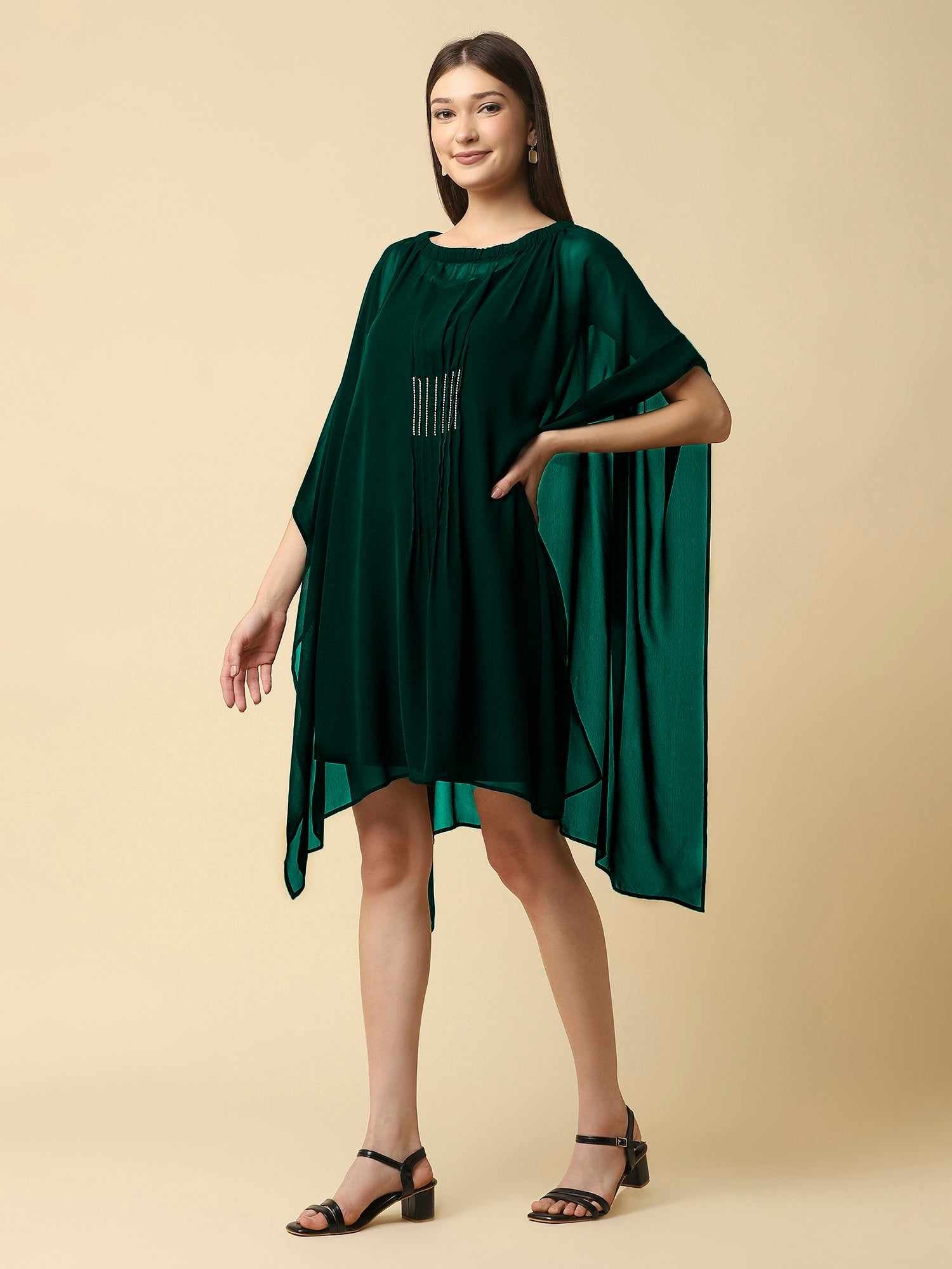 green kaftan dress