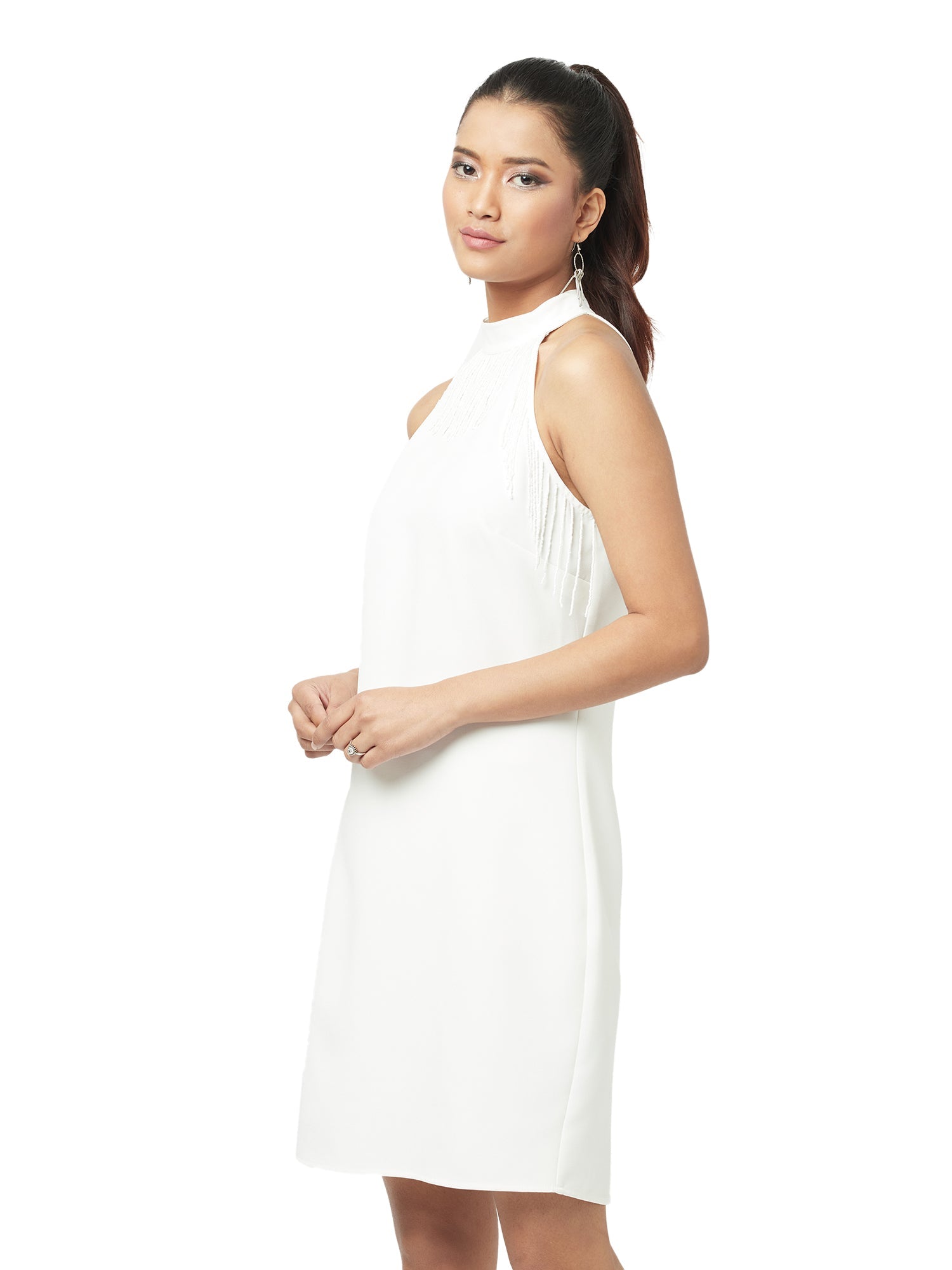 pearl white mini dress