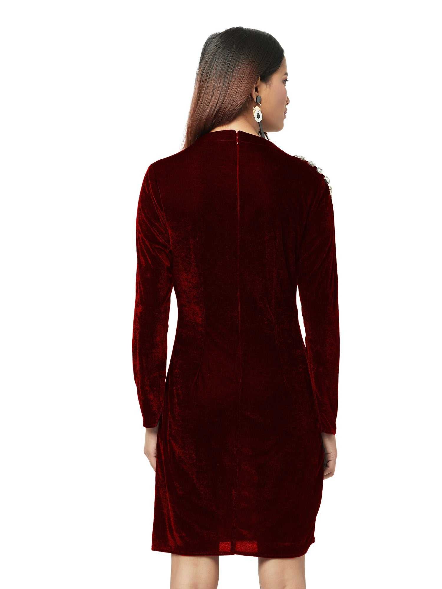 wine velvet cut out dress