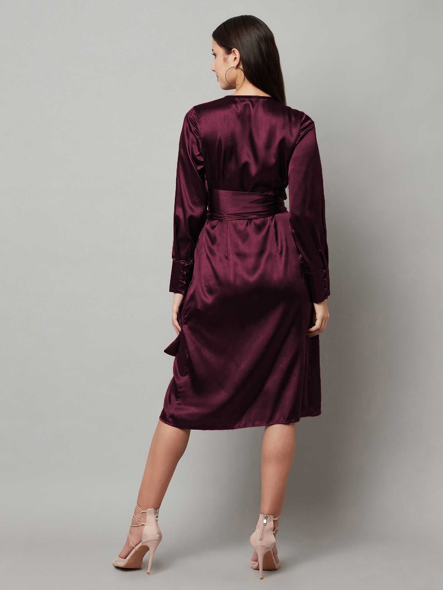 wine shade wrap dress