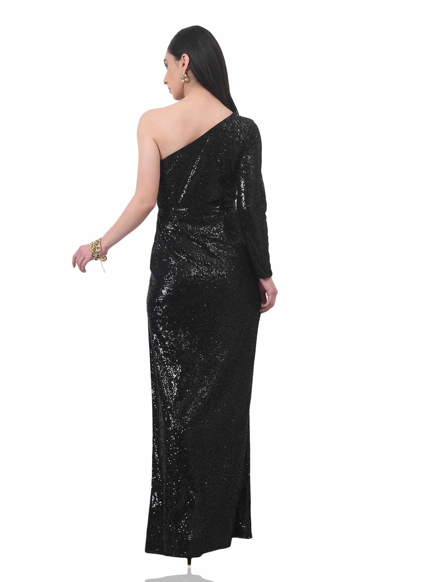 aceline black side slit gown