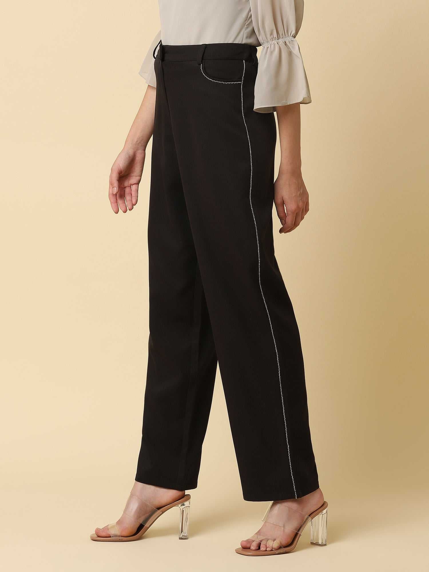 black party pants with swarovski