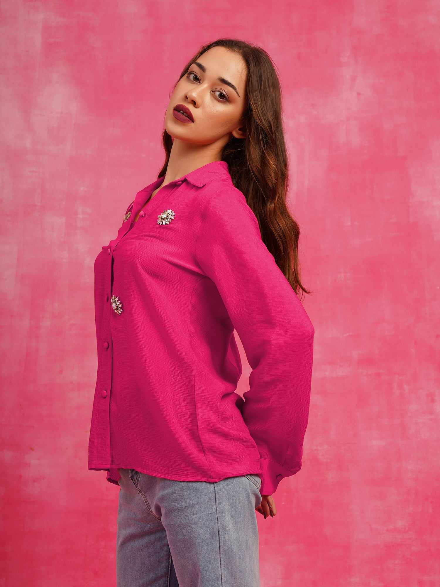 deluxe pink embellished shirt