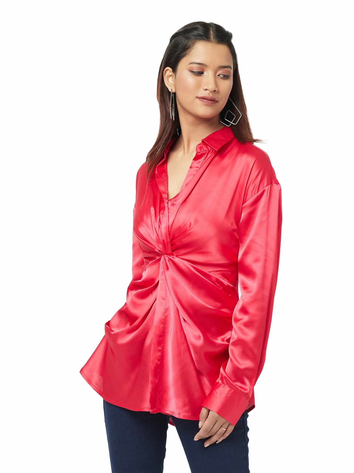 satin soft ruched shirt  