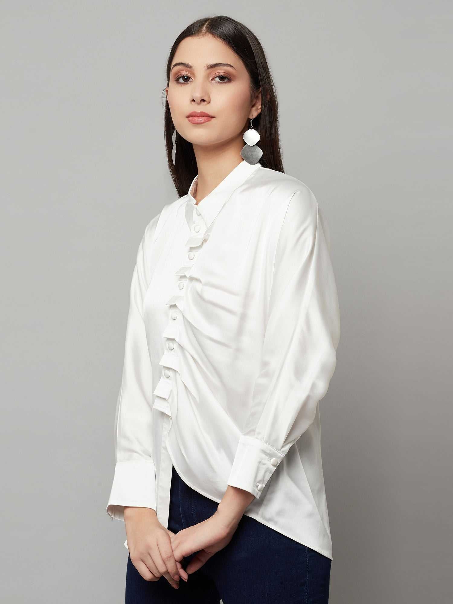 white party pleated shirt