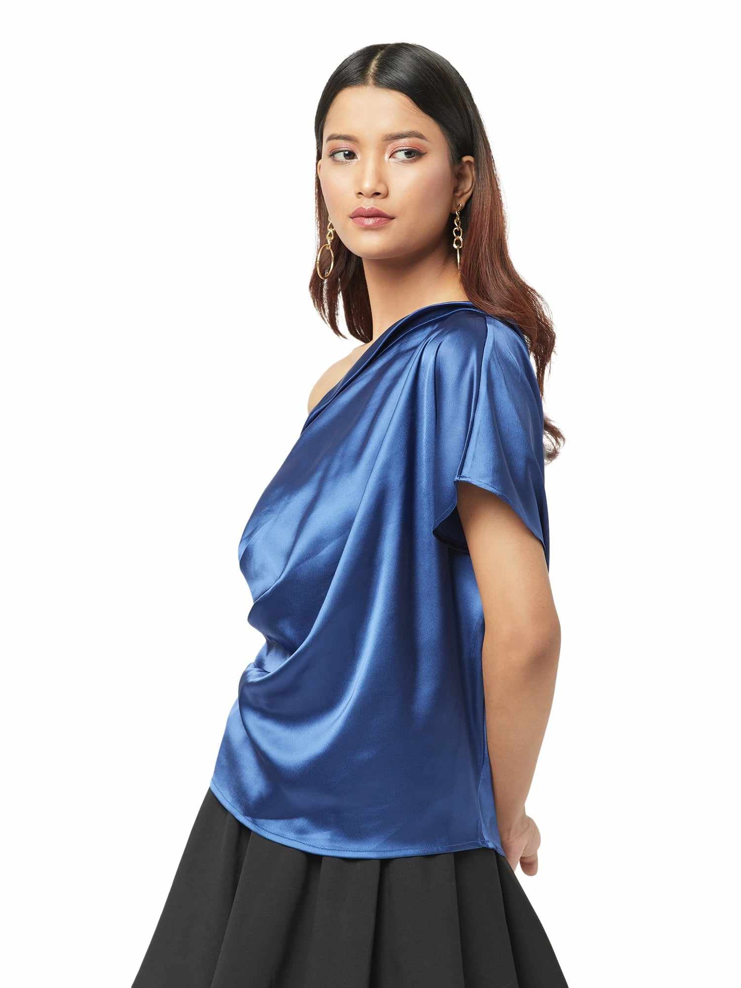shiny satin ruched top  
