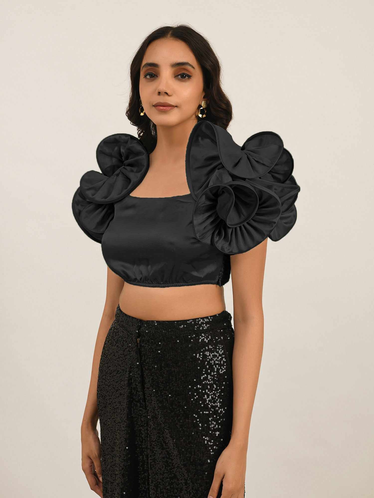 dramatic sleeve crop top  