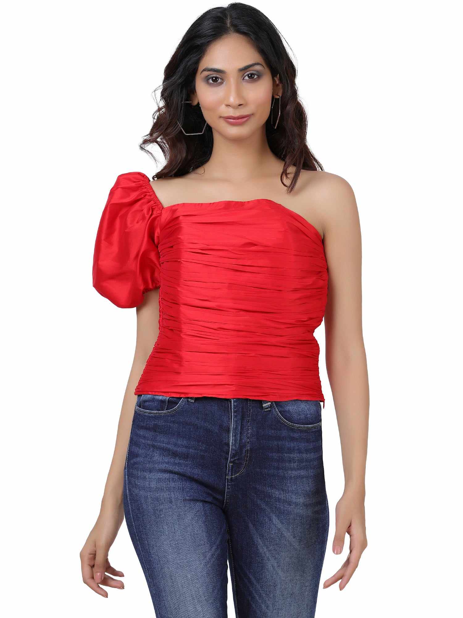 love your curves red tafetta top