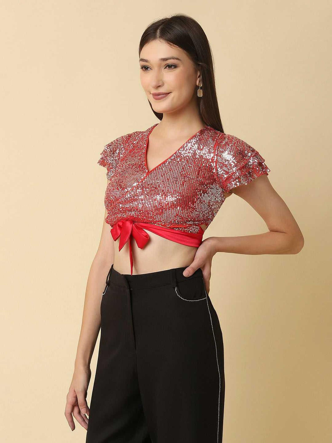 so pretty cut out sequins top  