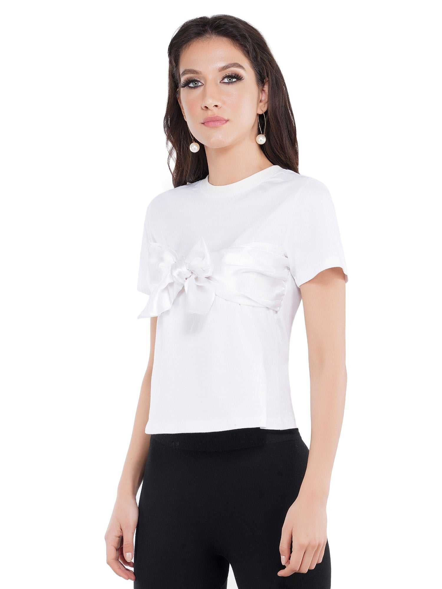 white bow tie tee