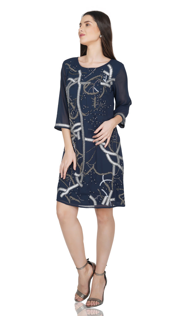 abstract navy dress  