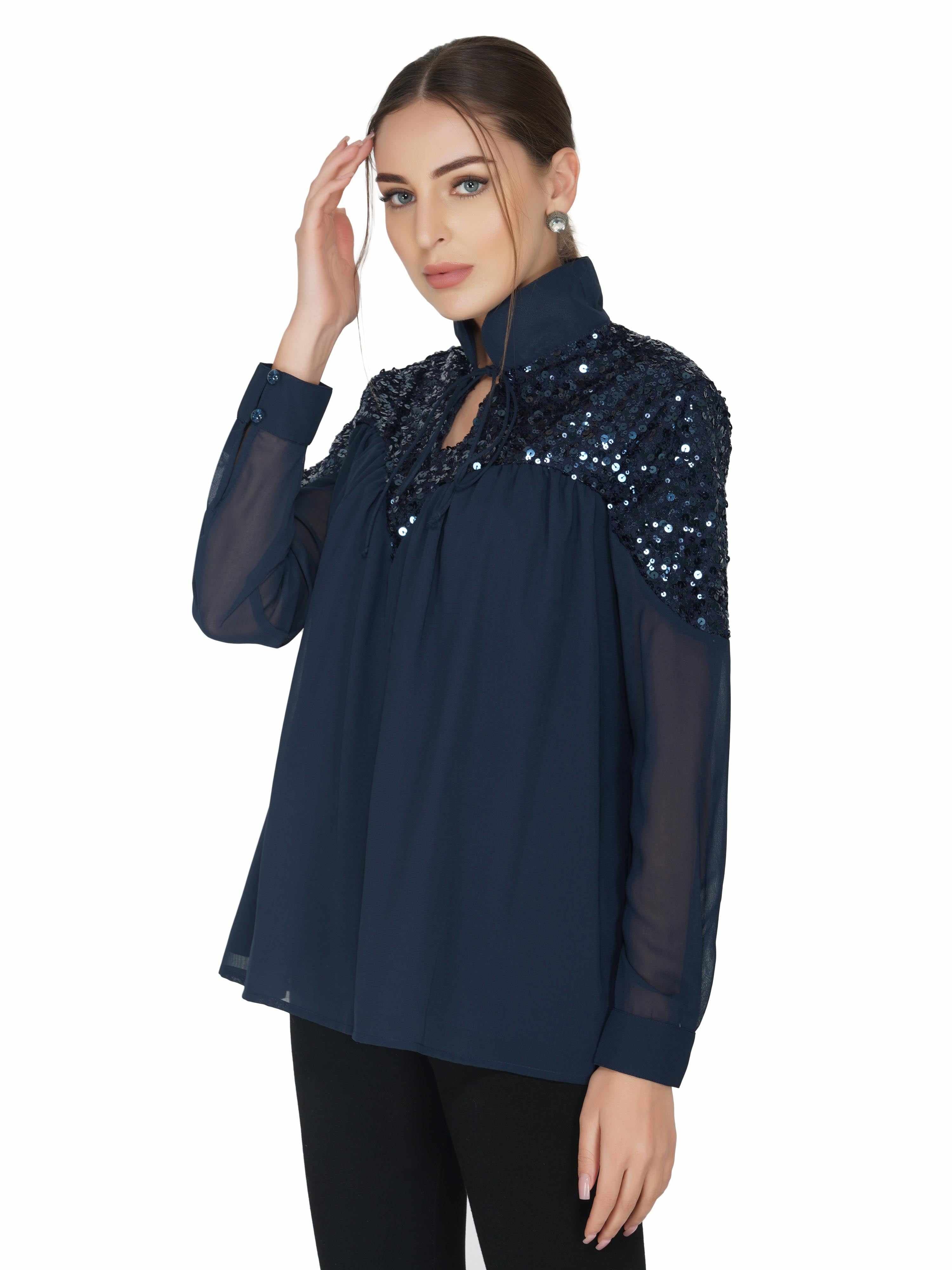 sequins yoke top