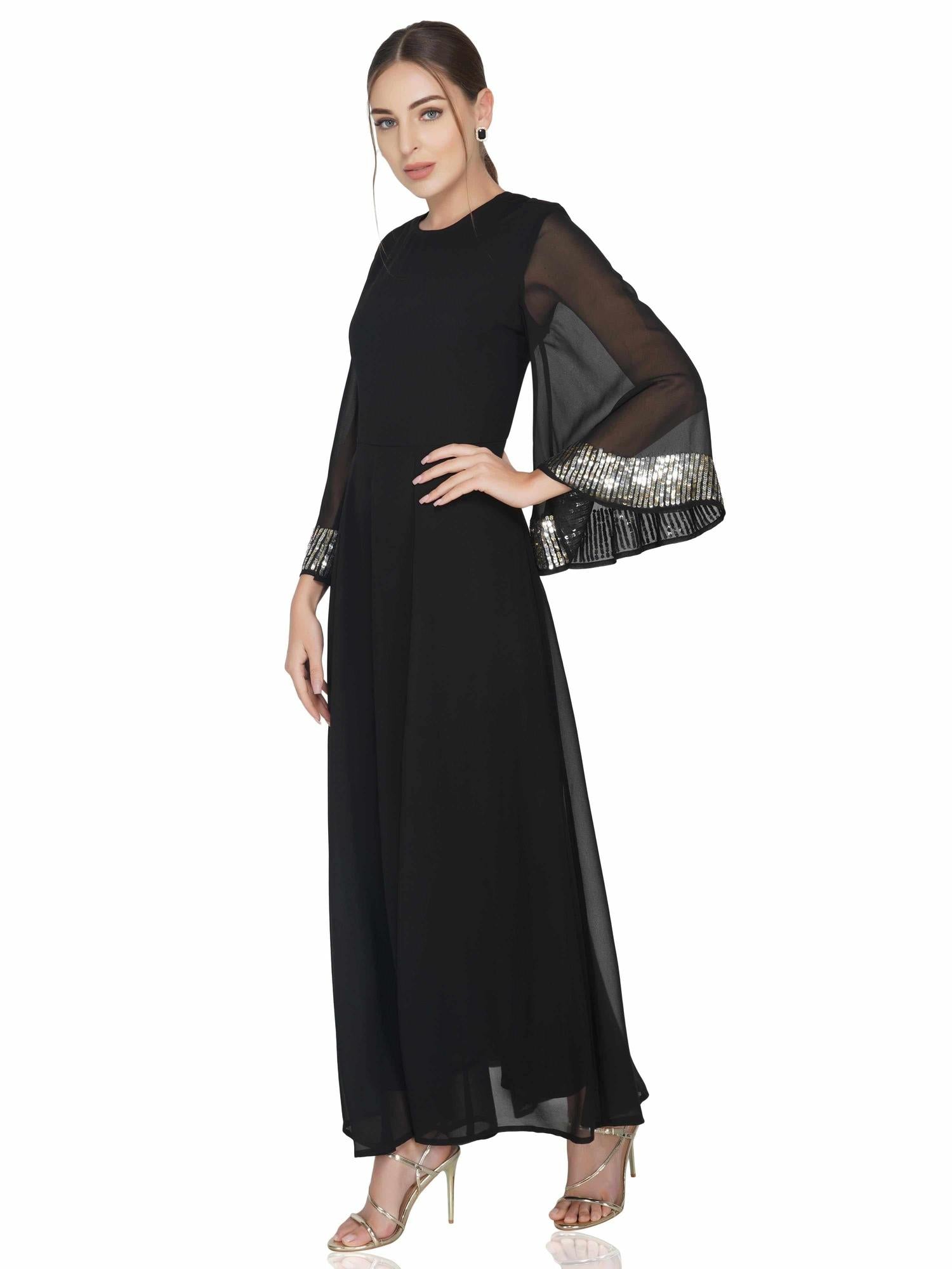 sequins bell cuff gown