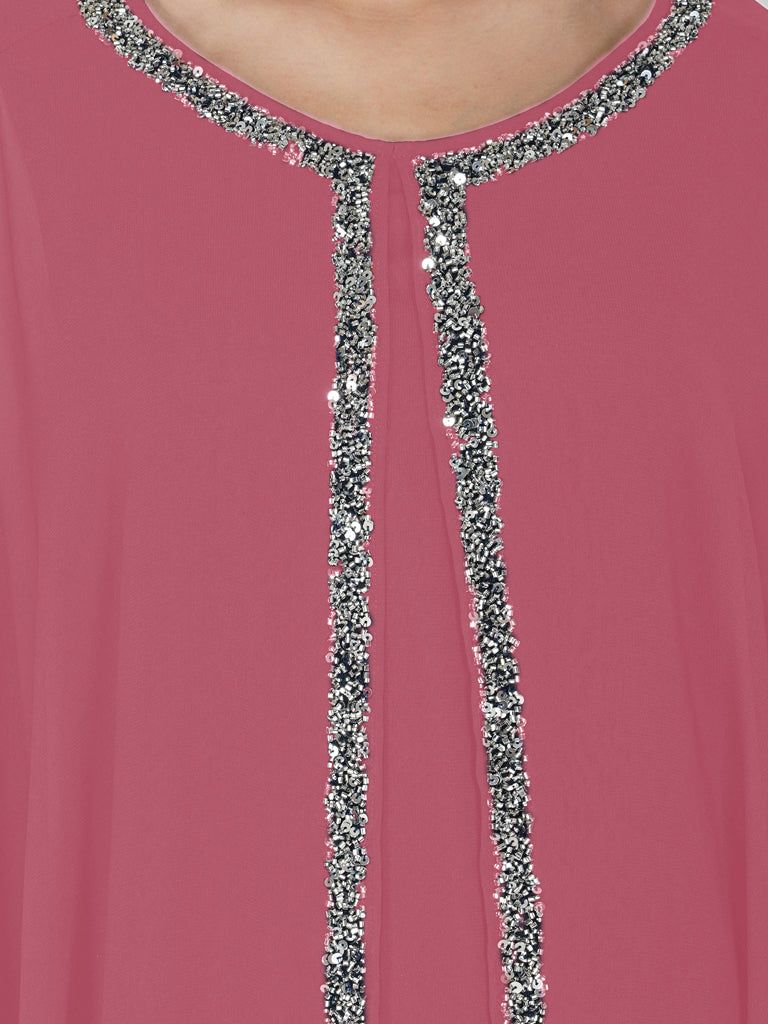 pink mantle style layered dress