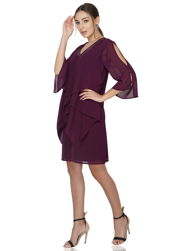 tiered v neck dress