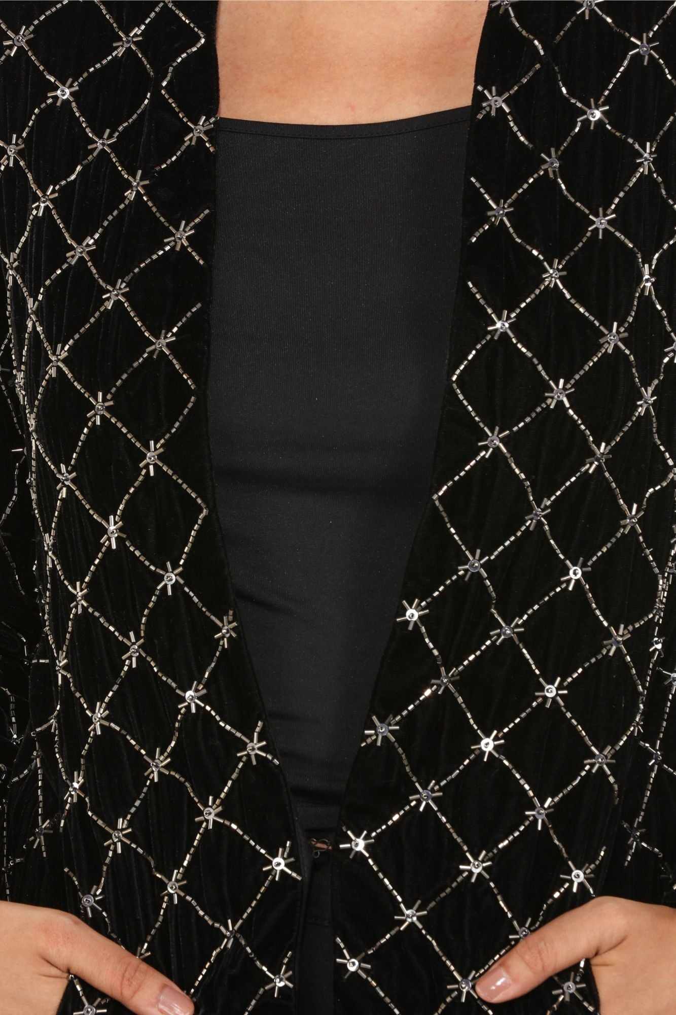 rich velvet silver applique blazer