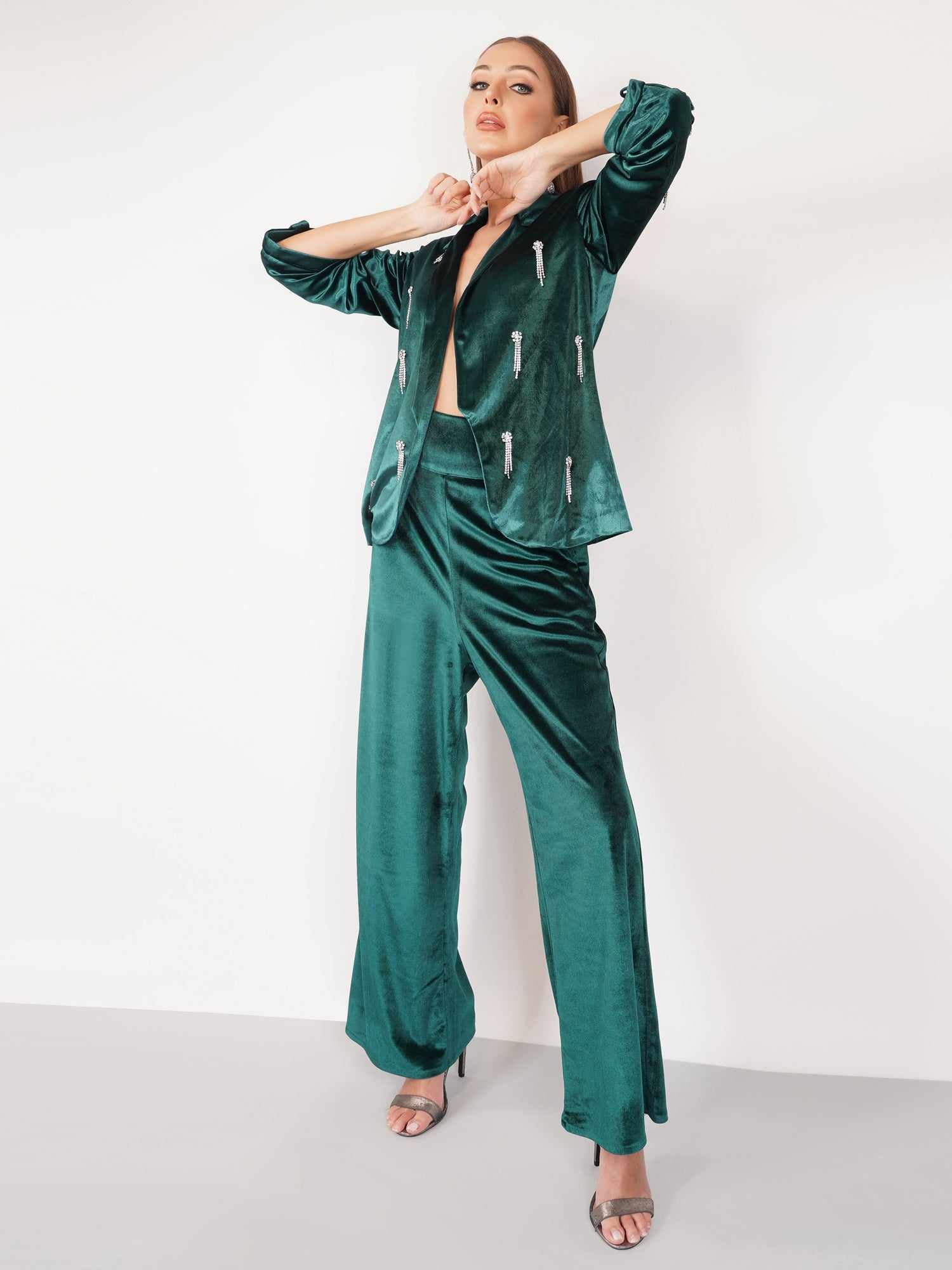 green velour party blazer