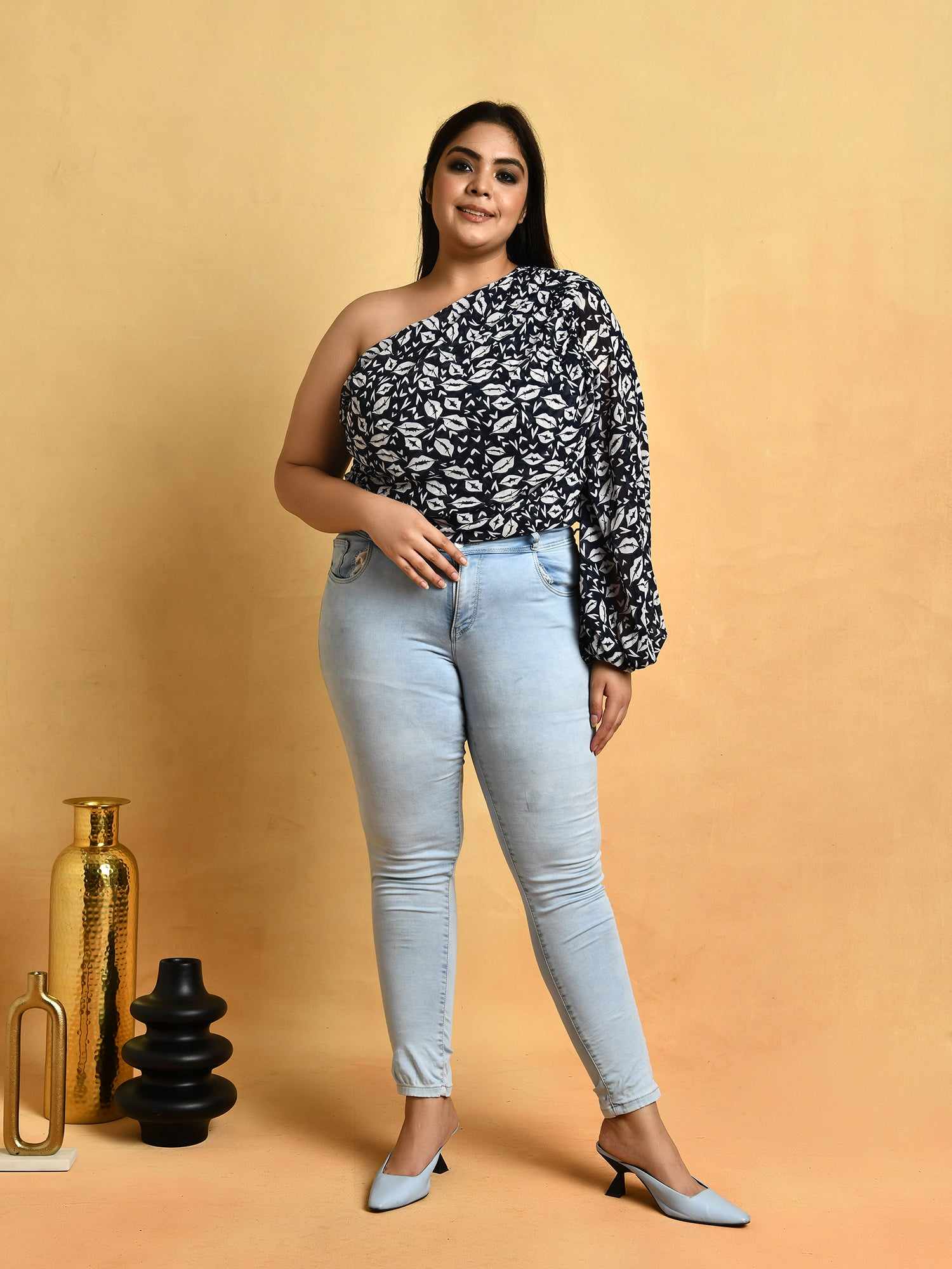 attic curves statement opulent printed blouse