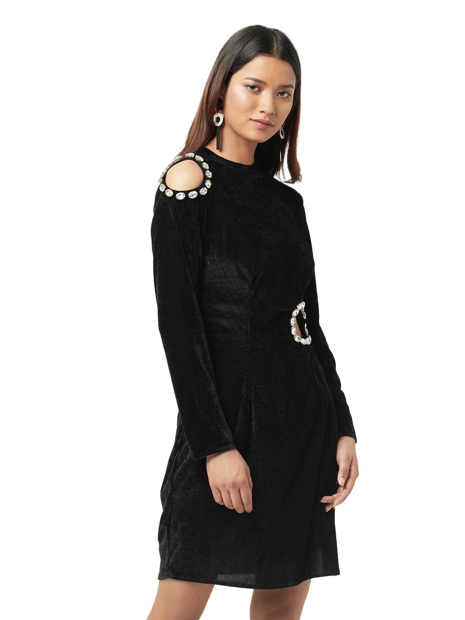 black velvet cut out dress