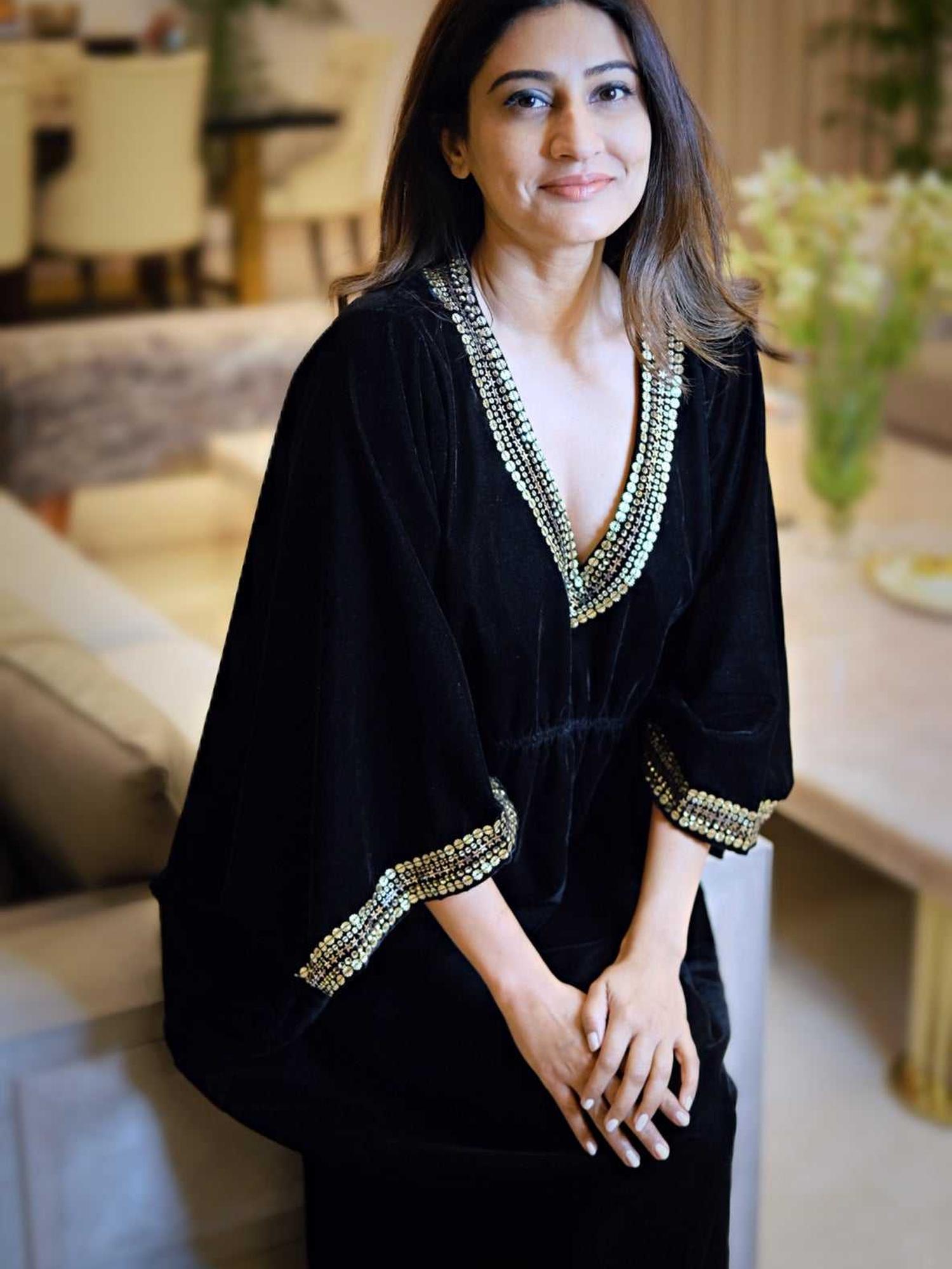 Black & Gold Velvet Kaftan