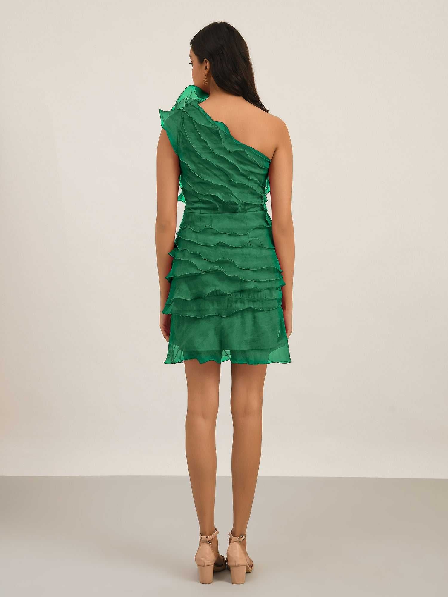 so sexy multi tier green ruffle dress