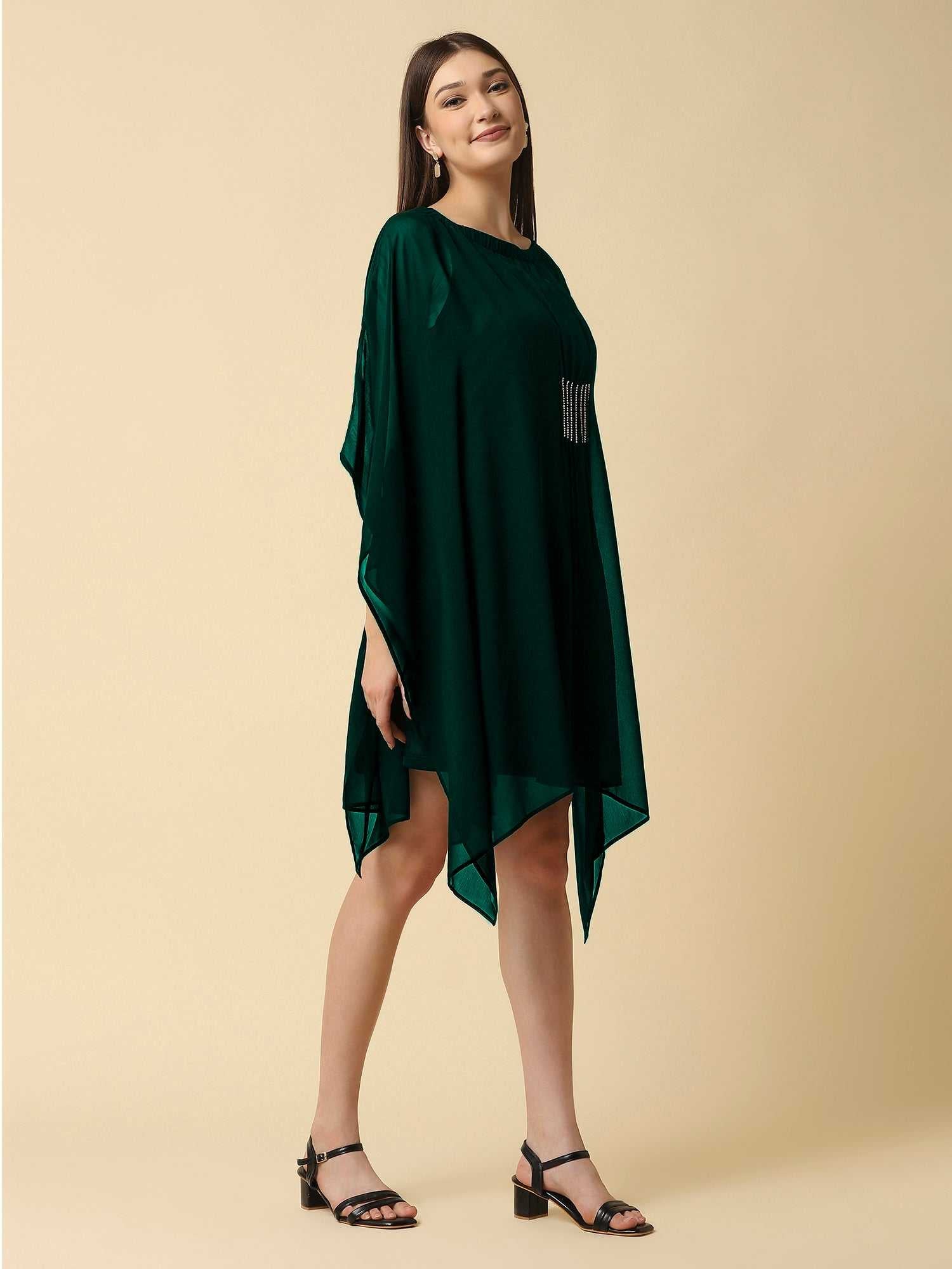 green kaftan dress