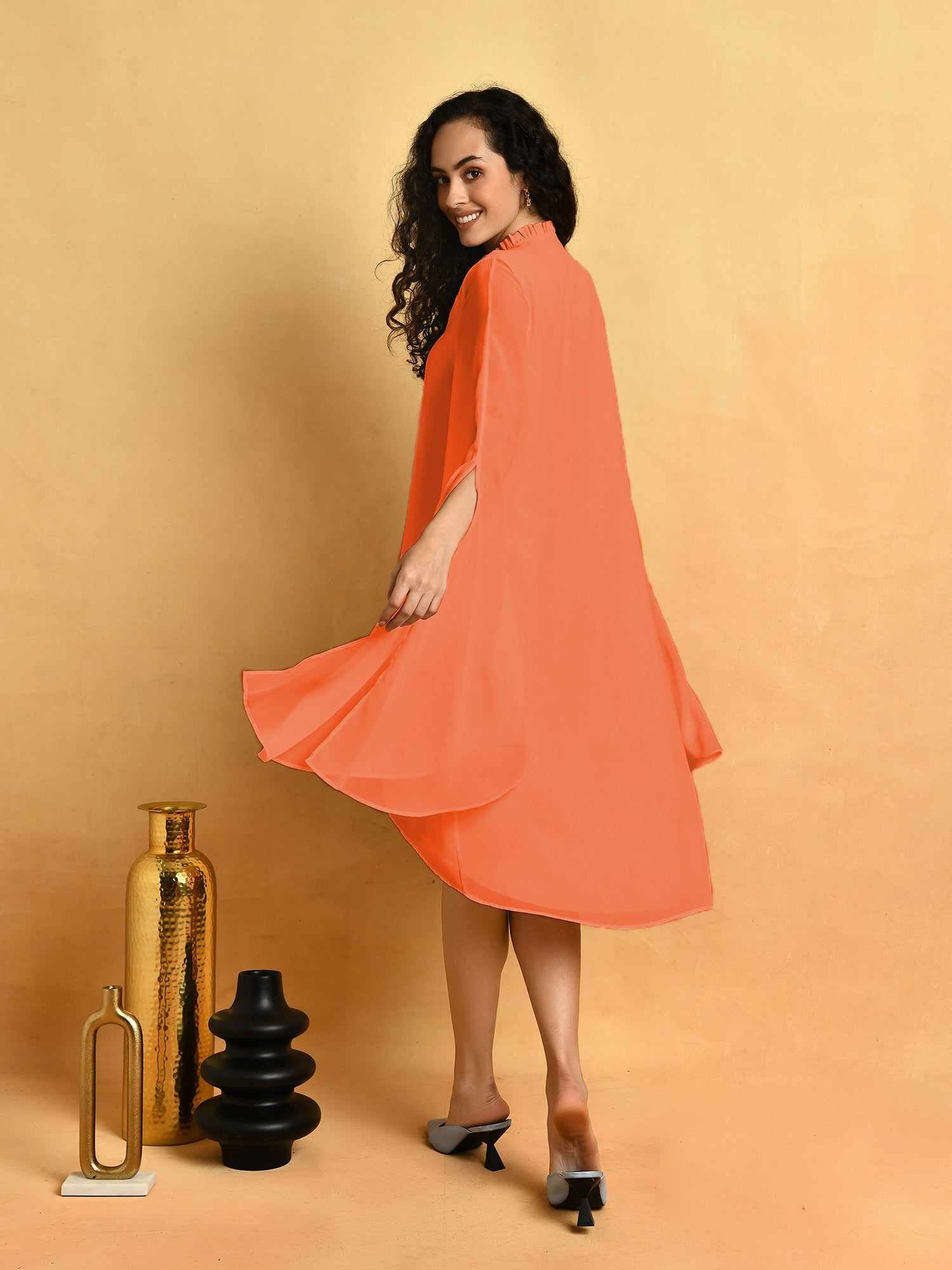 Hand Ornamented Orange Cape Dress hand-ornamented-orange-cape-dress