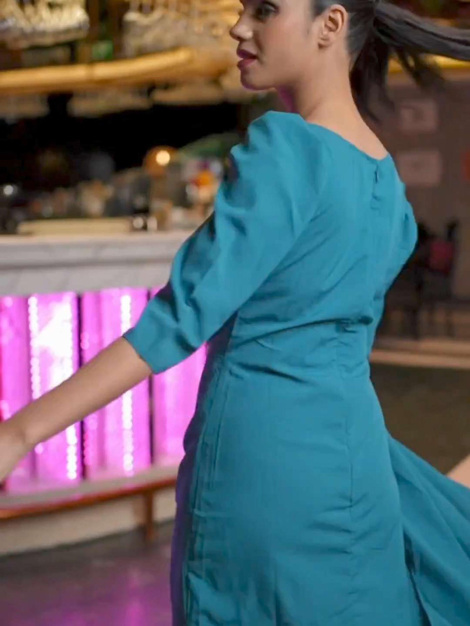 Drapped Wrap-Effect Teal Mini Dress