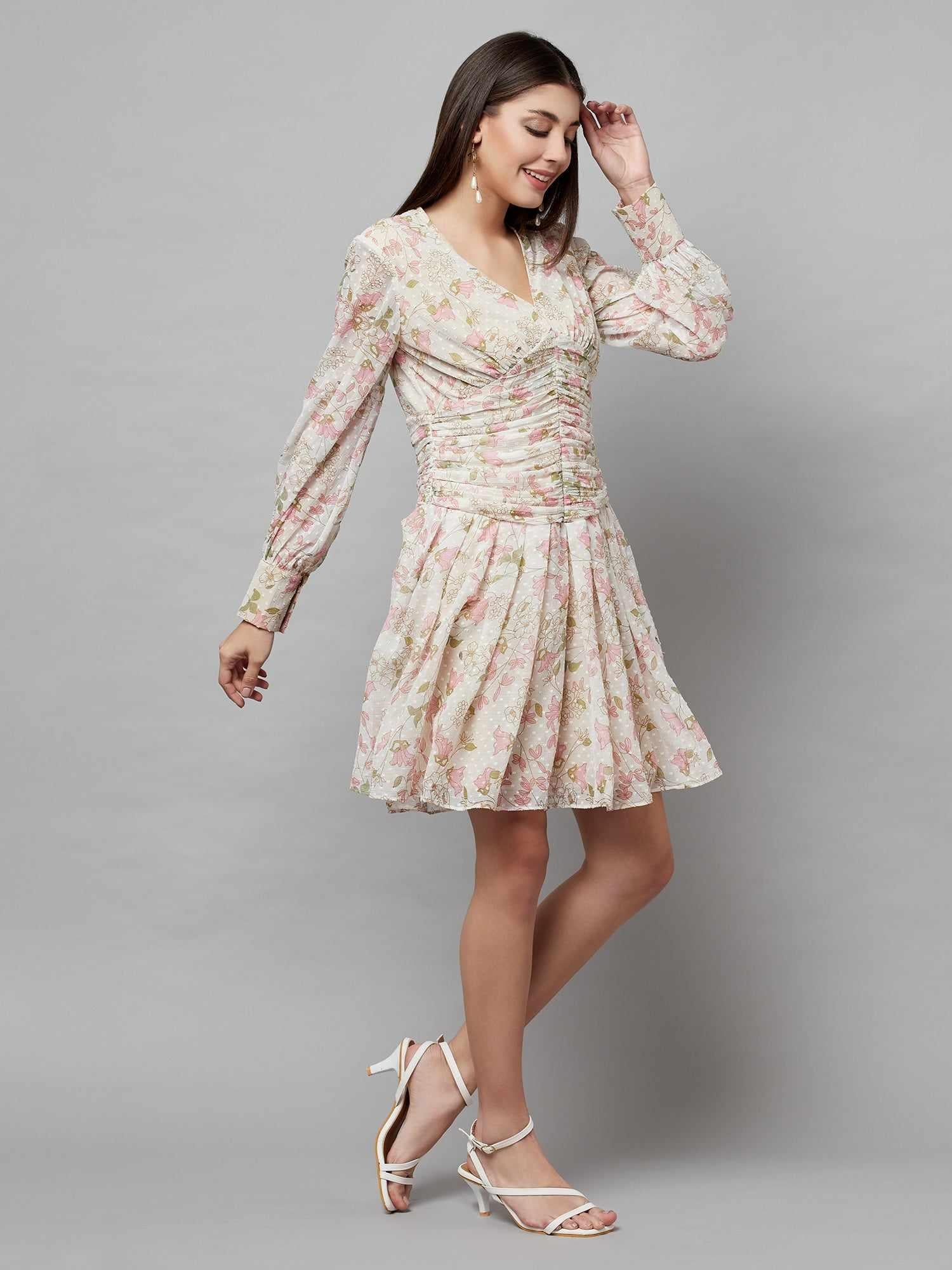 WHITE SWISS DOT MESH DRESS