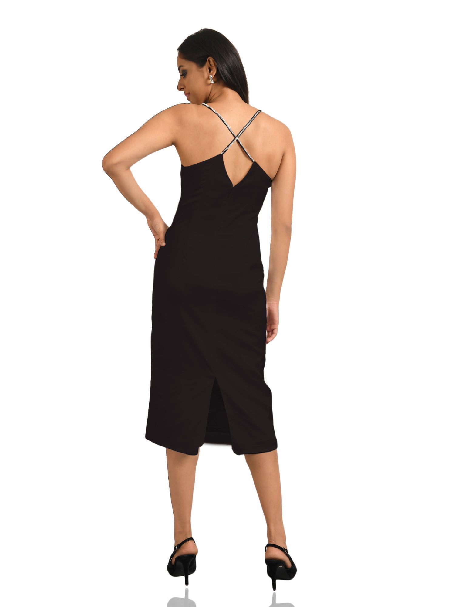 Pearl Black Midi Dress