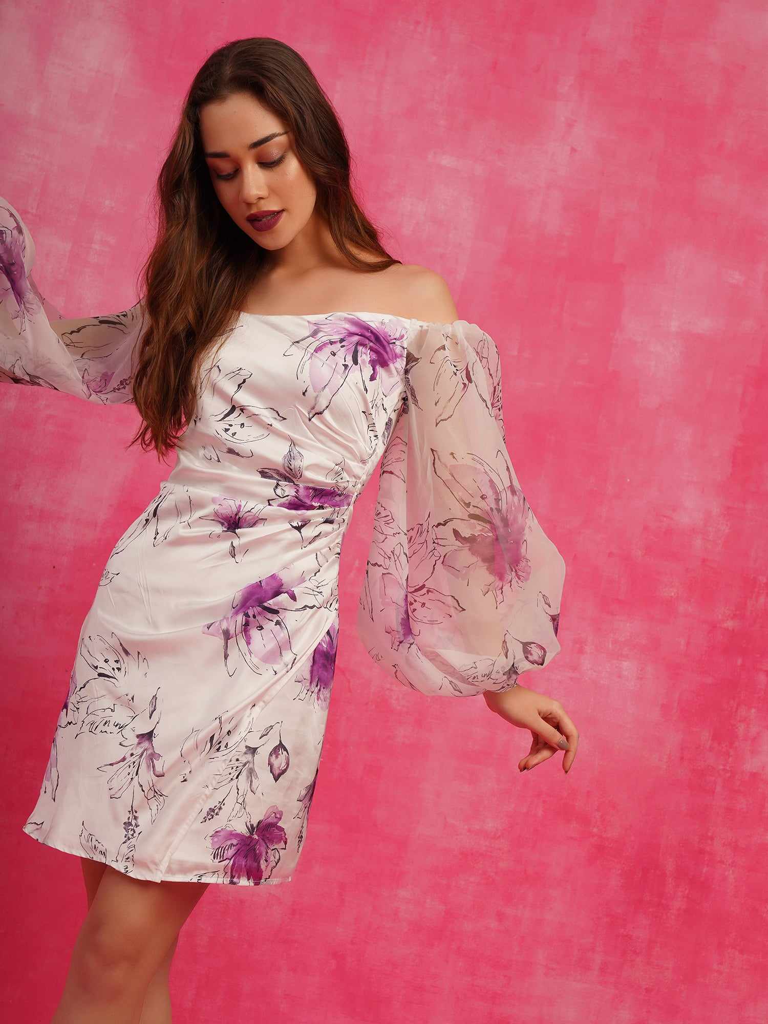 mesh hand printed soul party dress