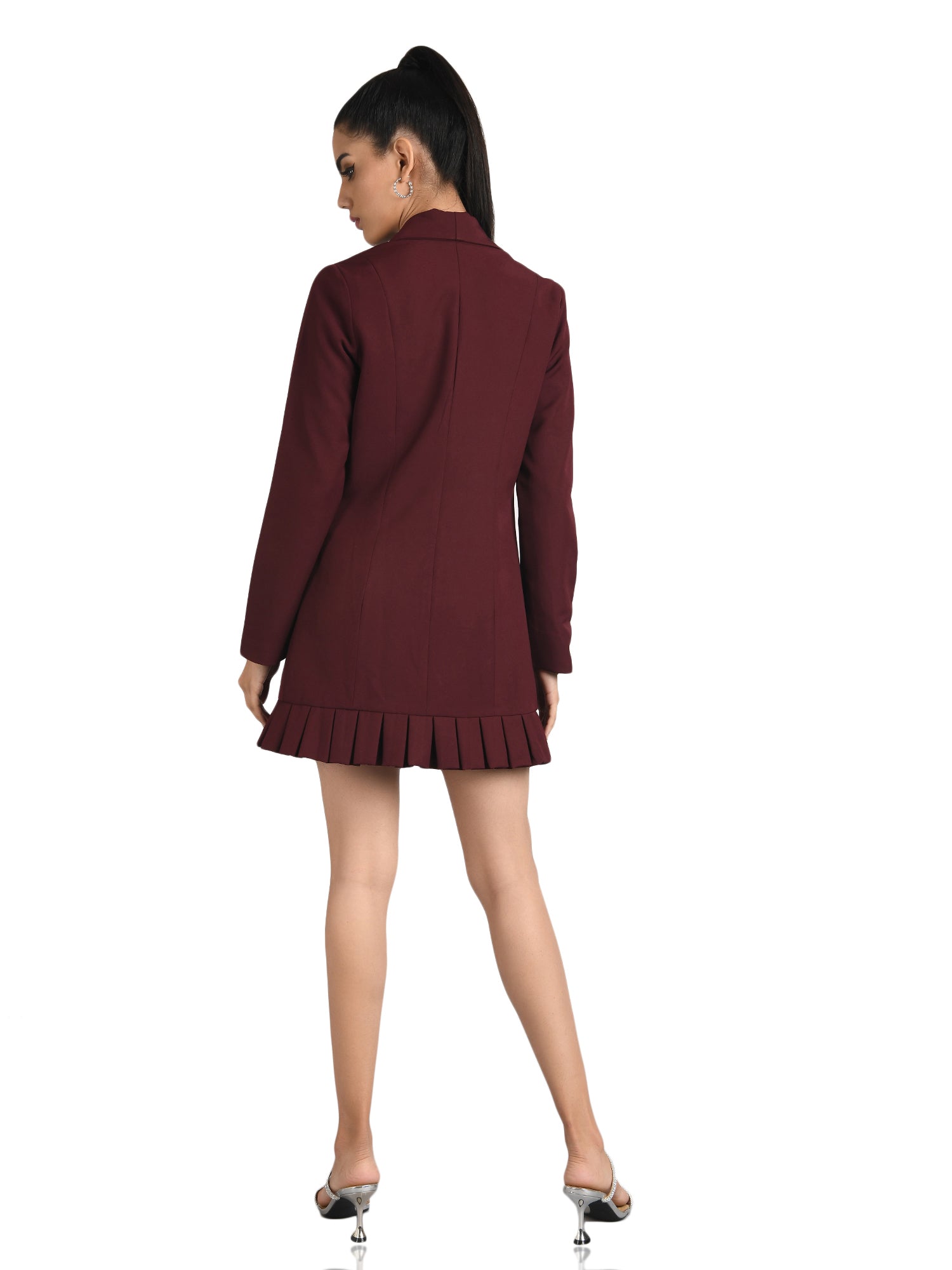 tangerine tailored box pleats dress