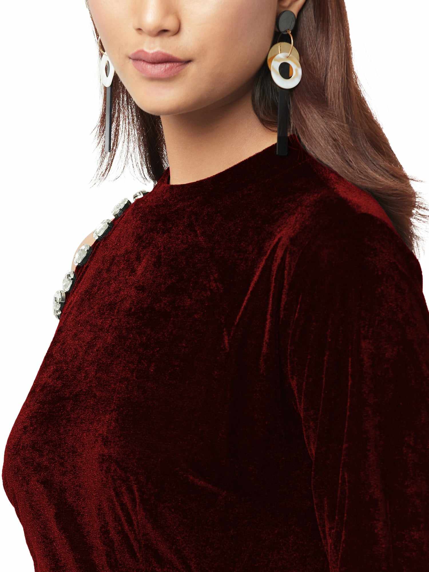 wine velvet cut out dress
