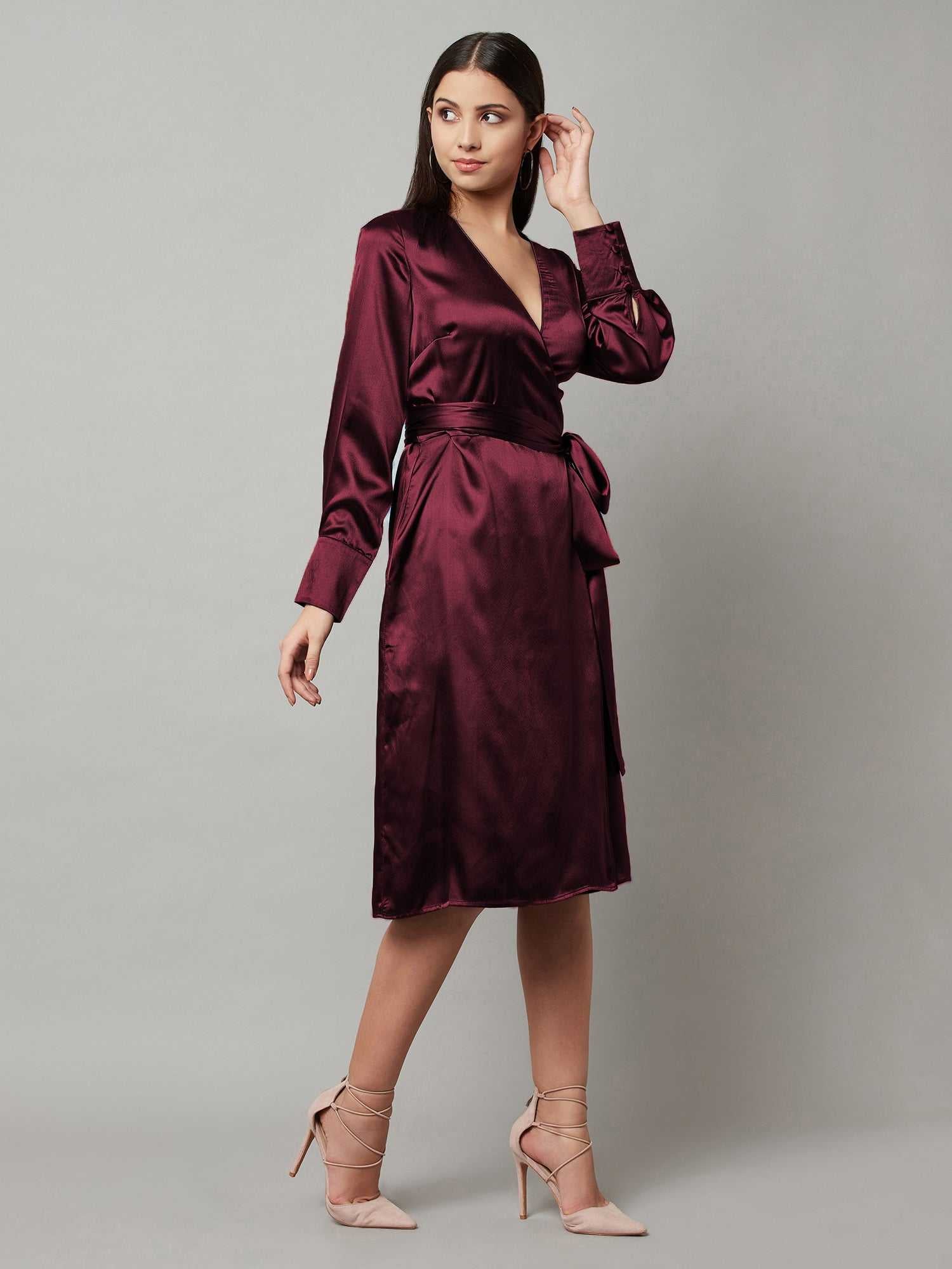 wine shade wrap dress