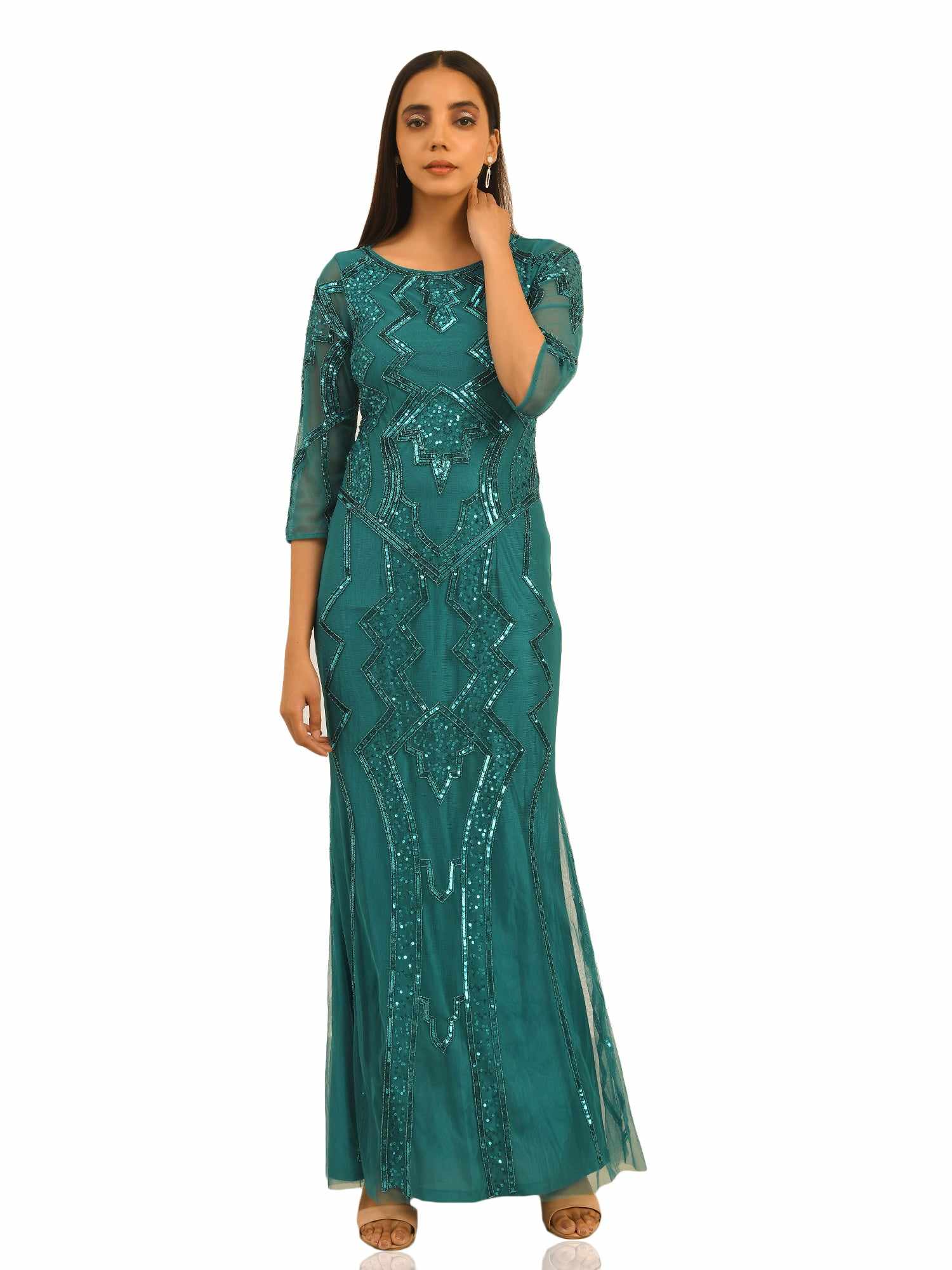 go gorgeous green embellished gown