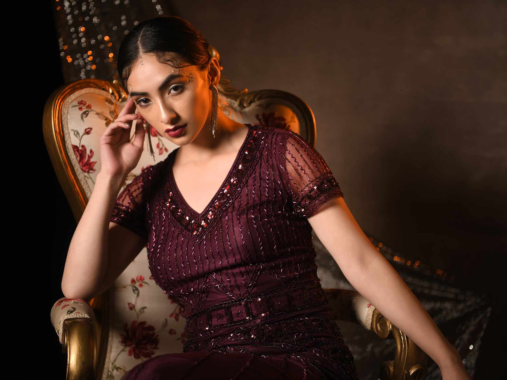 desert wine embellished gown