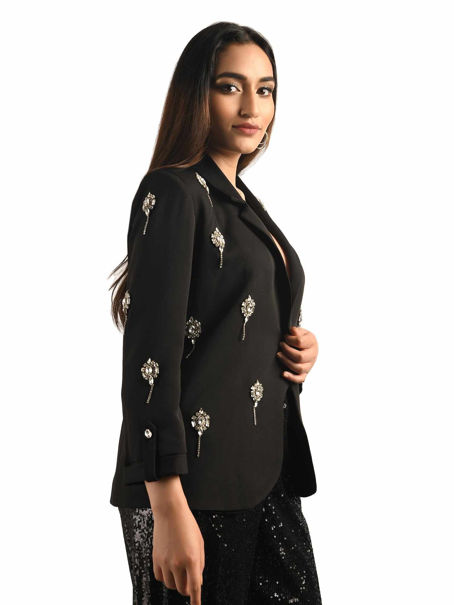 embellished broaches blazer  