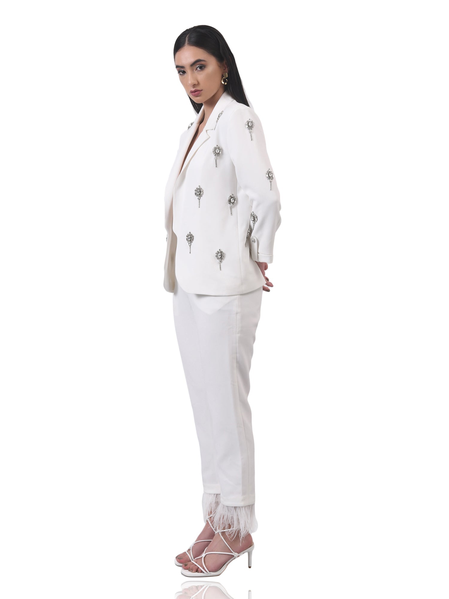 embellished broaches blazer